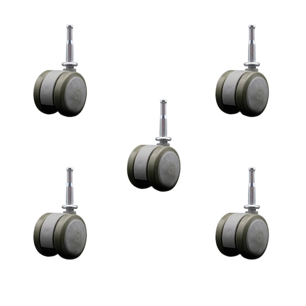 Service Caster 2'' Gray Floor Safe Twin Wheel Casters 5/16 Grip Neck Stem, 5PK SCC-GN02S50-TPR-GRY-5 - main